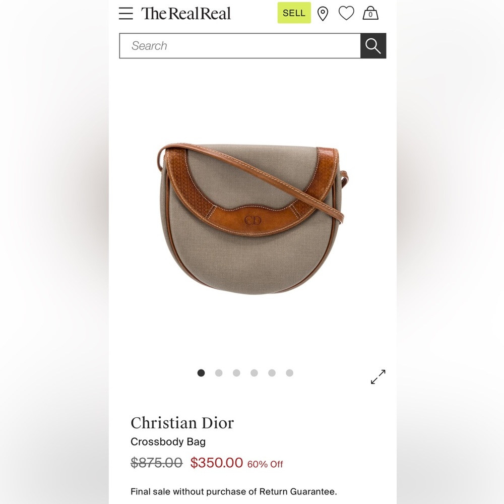 Christian Dior Gray Crossbody Bag with Brown Leather Trim EUC - Picture 2 of 15